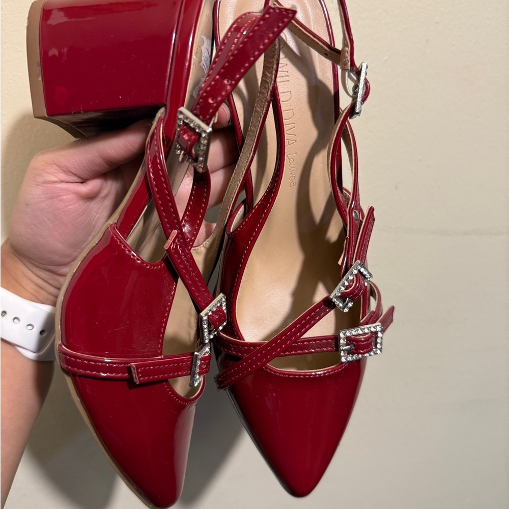 Red Patent Leather Strappy Heels